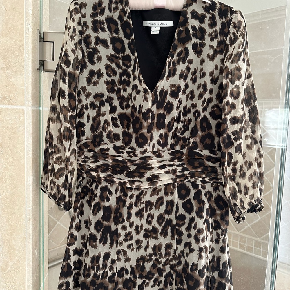 Diane Von Furstenberg Animal Print Long Sleeve Dress